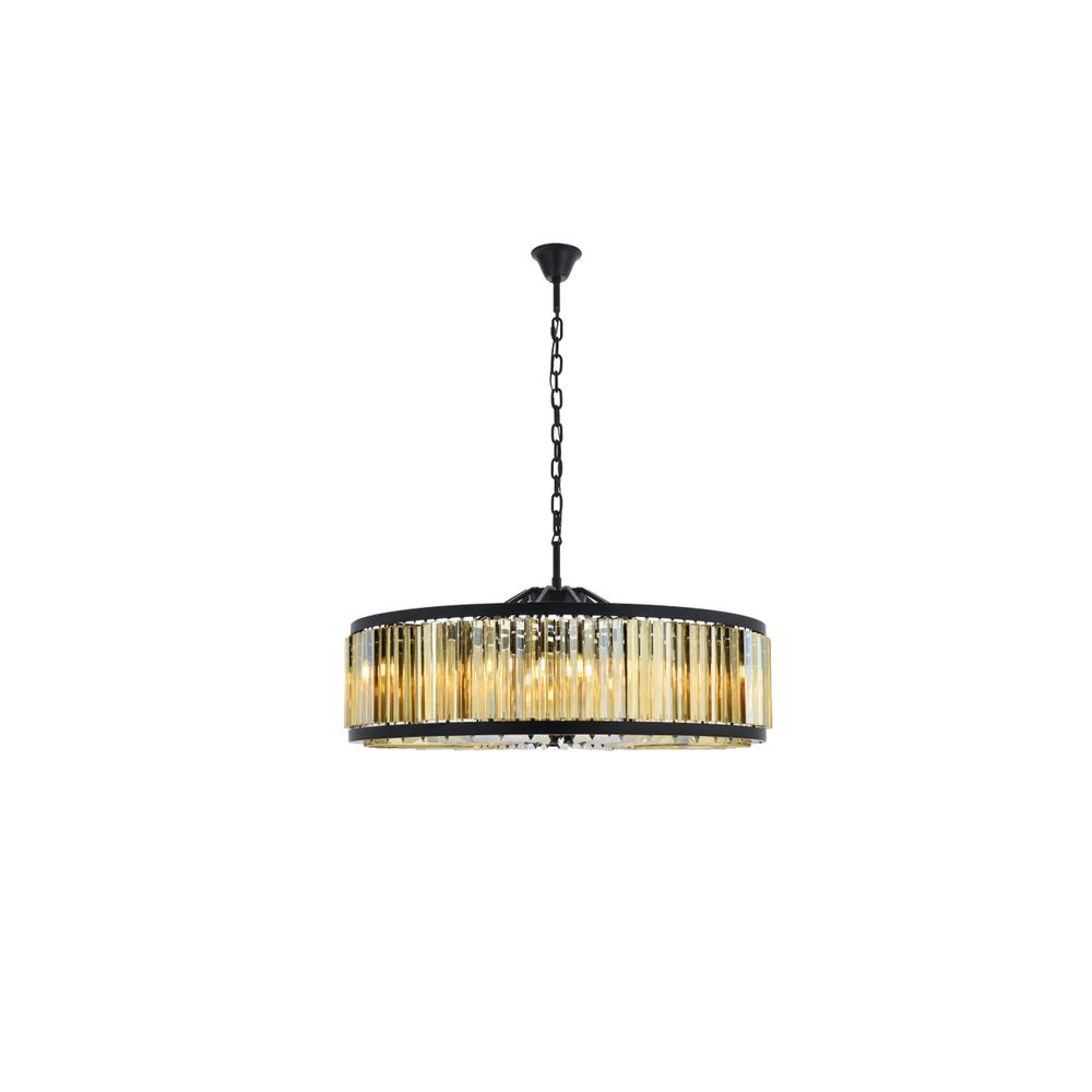 Chelsea 10 light Matte Black Chandelier Golden Teak (Smoky) Royal Cut Crystal