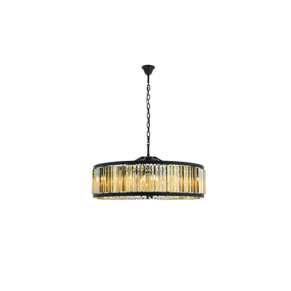Chelsea 10 light Matte Black Chandelier Golden Teak (Smoky) Royal Cut Crystal