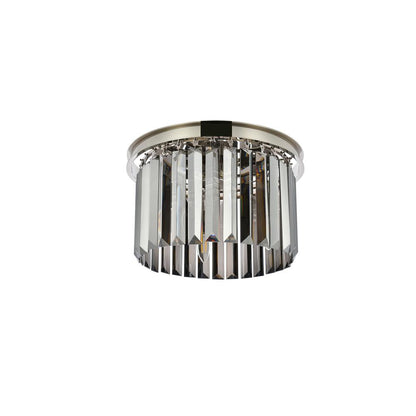Sydney 3 light polished nickel Flush Mount Silver Shade (Grey) Royal Cut Crystal