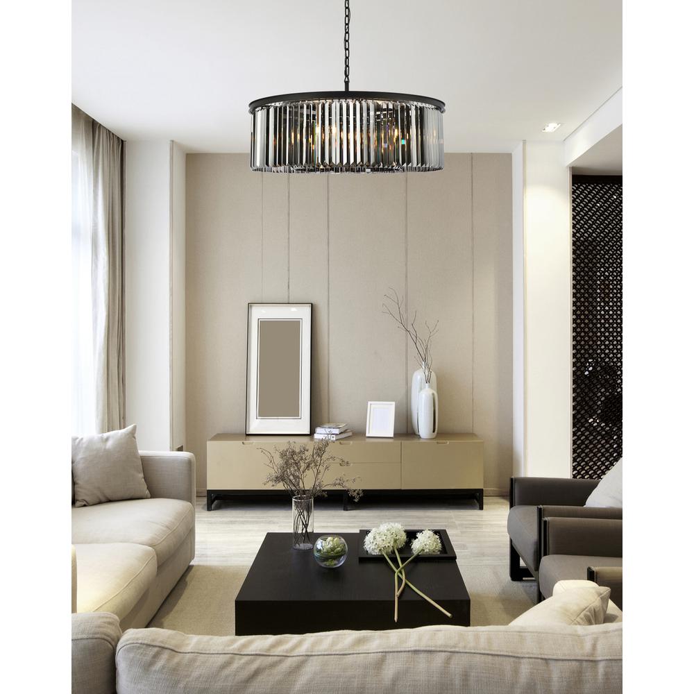 Sydney 10 light Matte Black Chandelier Silver Shade (Grey) Royal Cut Crystal