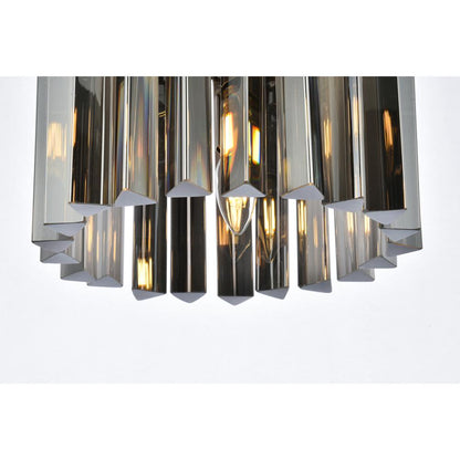 Sydney 3 light polished nickel Flush Mount Silver Shade (Grey) Royal Cut Crystal