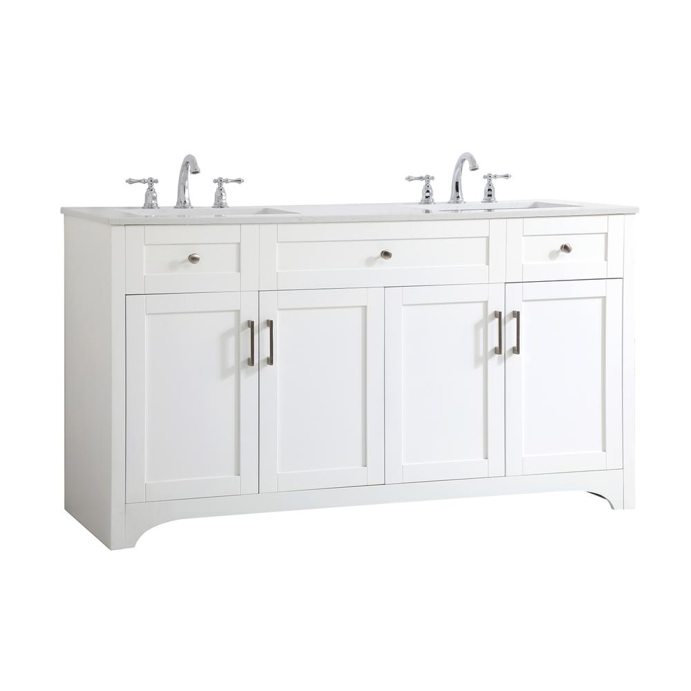 60 inch Double Bathroom Vanity in White