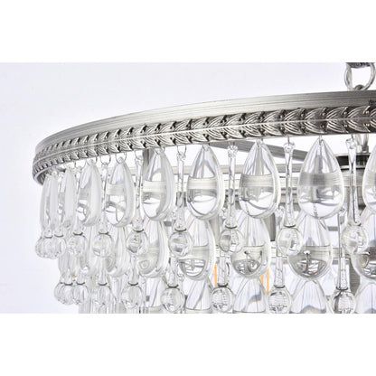 Nordic 6 light antique silver Chandelier Clear Royal Cut Crystal
