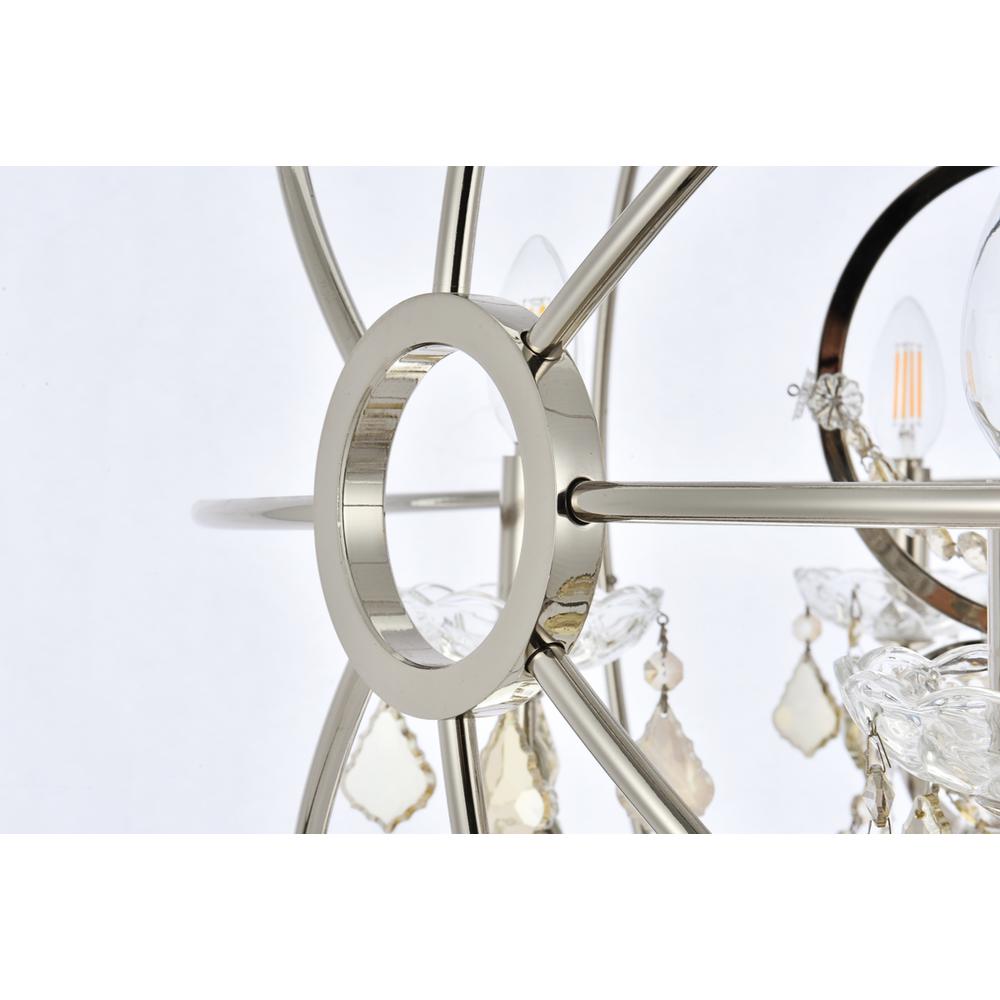Geneva 6 light polished nickel Chandelier Golden Teak (Smoky) Royal Cut crystal