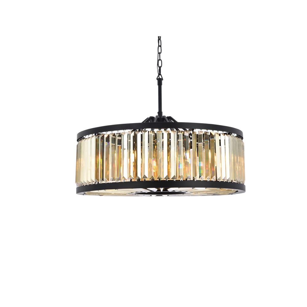 Chelsea 10 light Matte Black Chandelier Golden Teak (Smoky) Royal Cut Crystal
