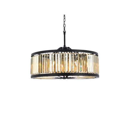 Chelsea 10 light Matte Black Chandelier Golden Teak (Smoky) Royal Cut Crystal