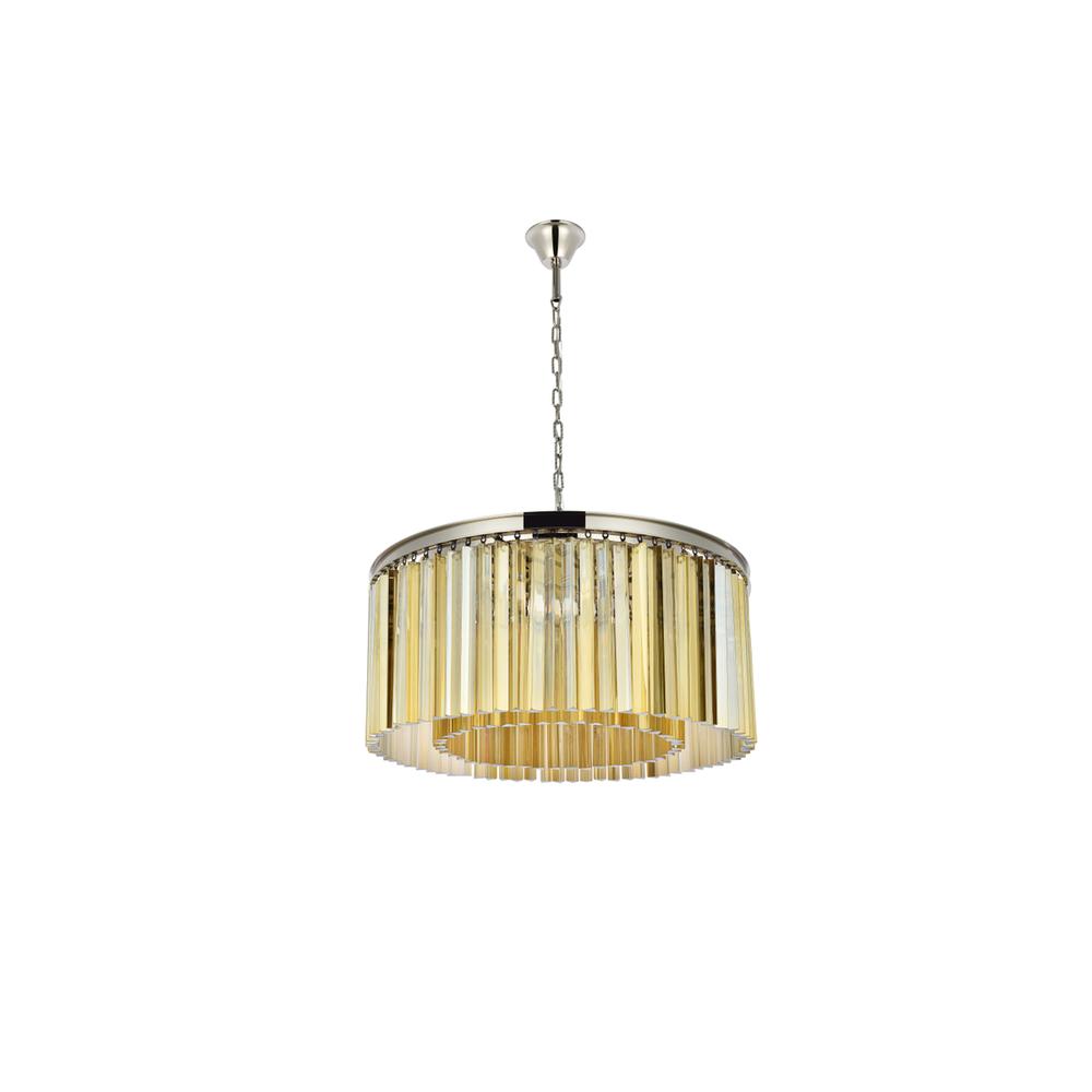 Sydney 8 light polished nickel Chandelier Golden Teak (Smoky) Royal Cut Crystal