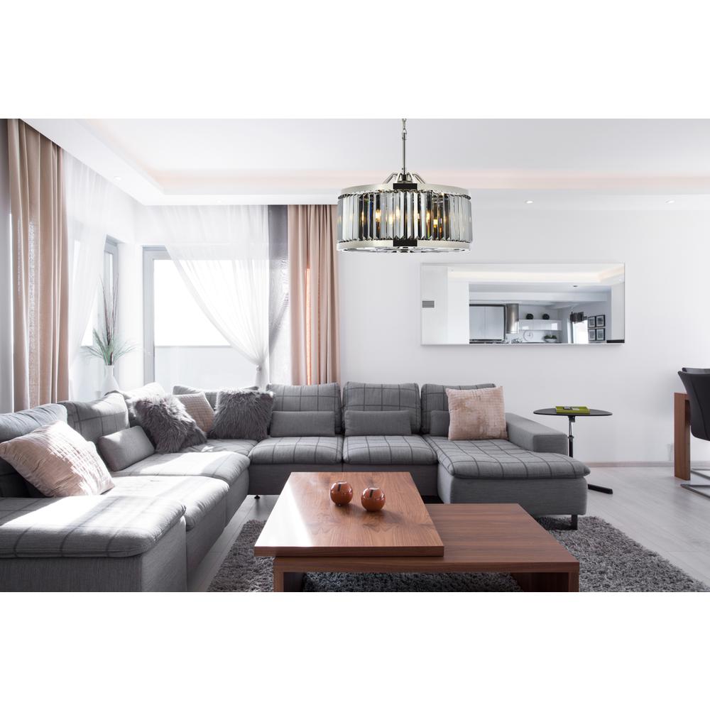 Chelsea 8 light polished nickel Chandelier Silver Shade (Grey) Royal Cut Crystal