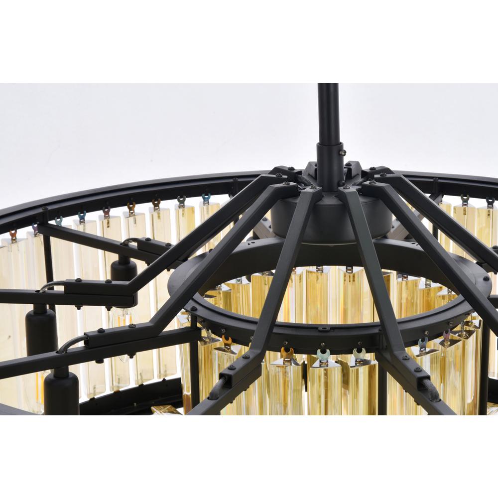 Chelsea 10 light Matte Black Chandelier Golden Teak (Smoky) Royal Cut Crystal