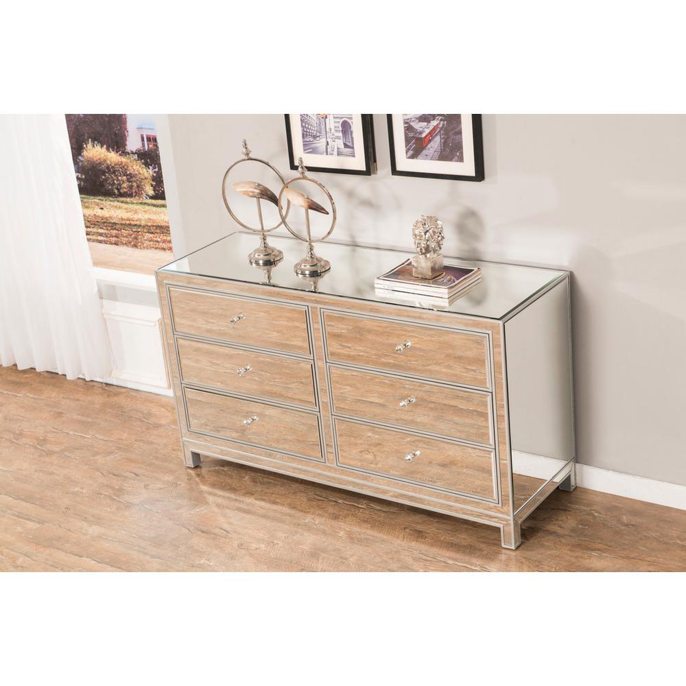 Dresser 6 drawers 60in. W x 18in. D x 32in. H in antique silver paint