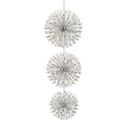 Vera 48 inch three tiers crystal starburst chandelier in chrome