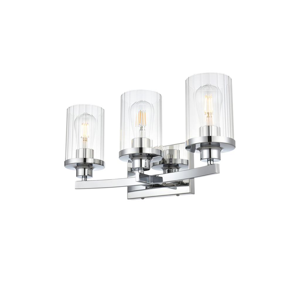 Saanvi 3 light Chrome and Clear Bath Sconce