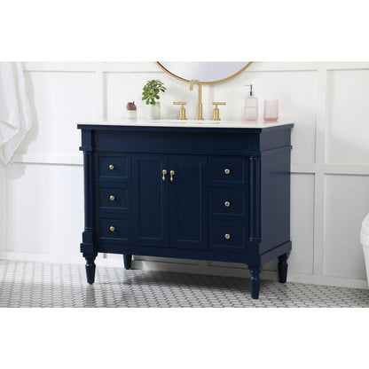 42 inch Single bathroom vanity in blue