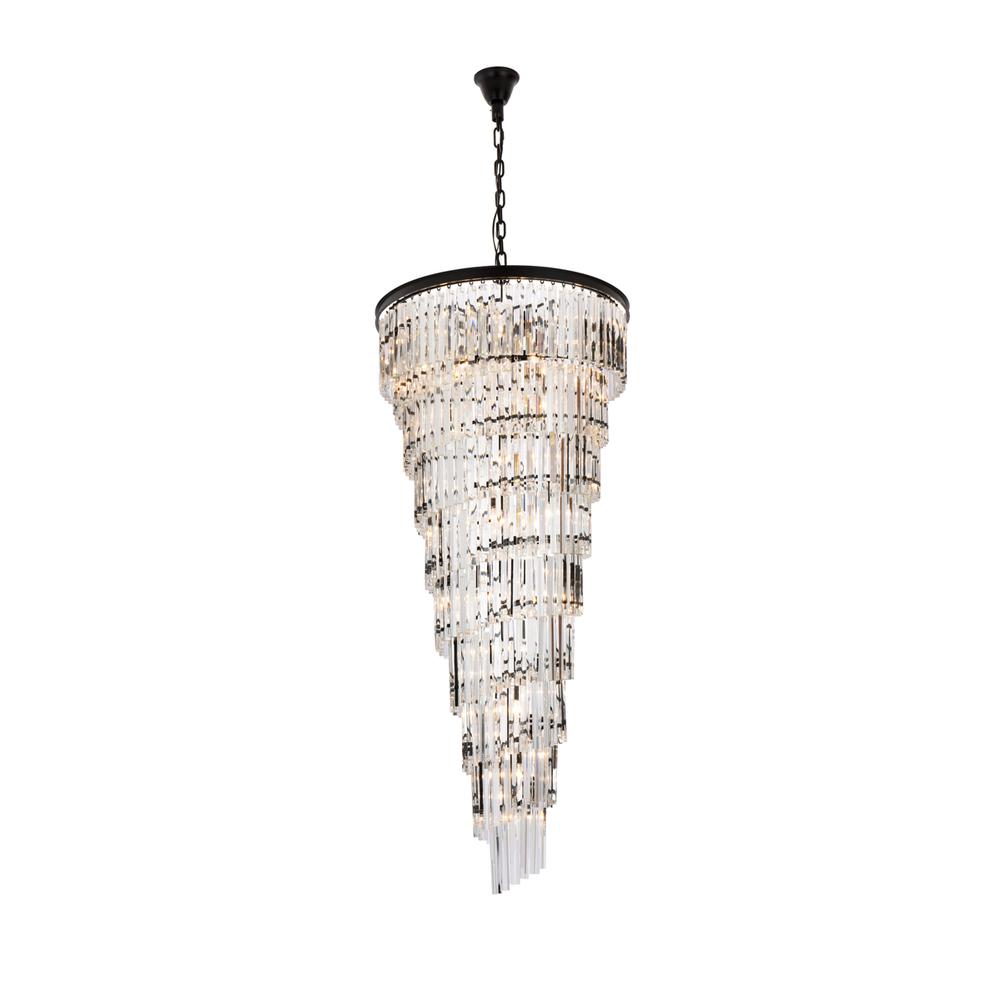 Sydney 30 inch spiral crystal chandelier in matte black