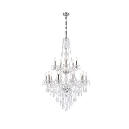 Verona 15 light Chrome Chandelier Golden Teak (Smoky) Royal Cut Crystal