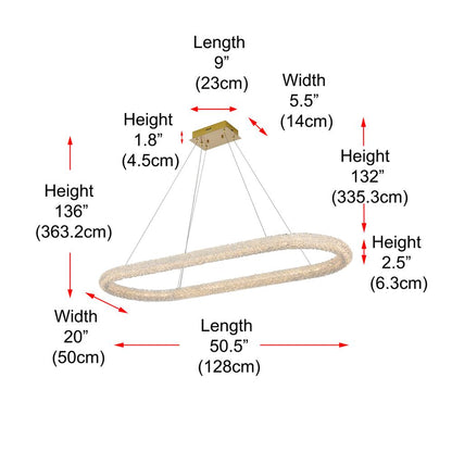 Bowen 51 inch Adjustable LED Chandelier in Satin Gold
