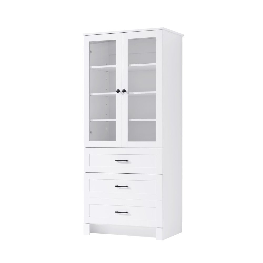 28 Inch Bath Storage Glass Cabinet  in White