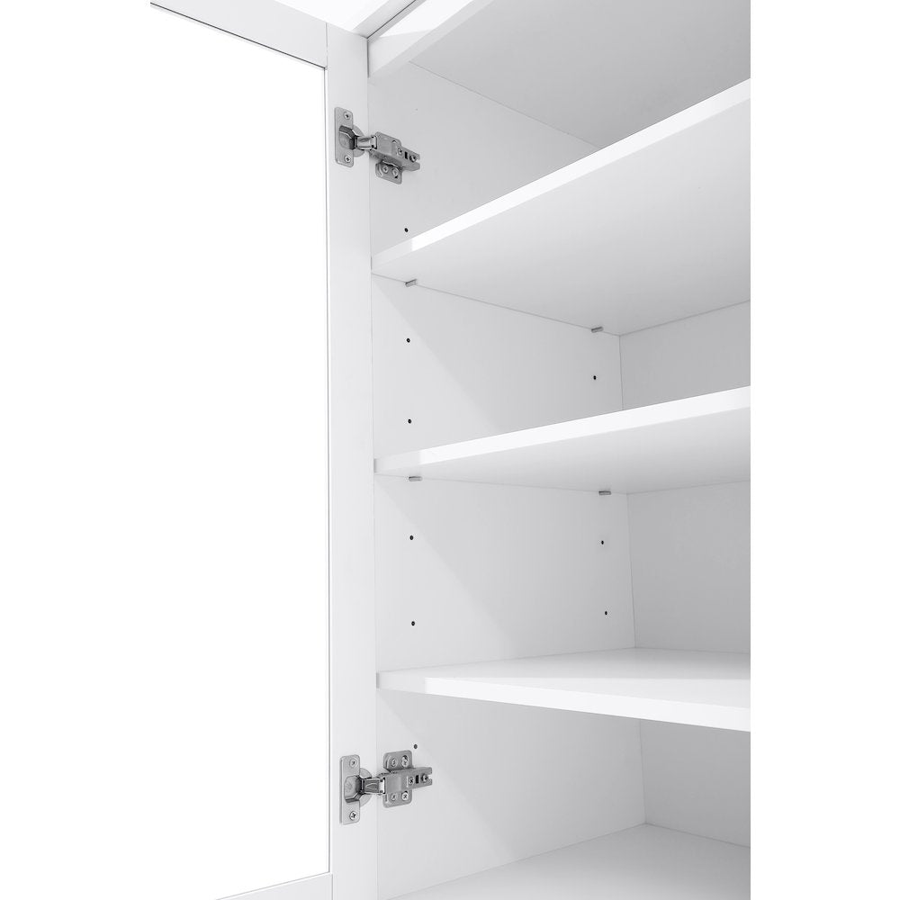 28 Inch Bath Storage Glass Cabinet  in White