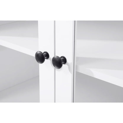 28 Inch Bath Storage Glass Cabinet  in White