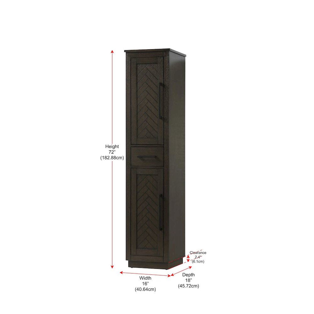 16 inch Bath Storage Cabinet in Chocolate Oak