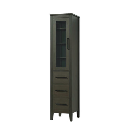 16 Inch Bath Storage Glass Cabinet in Mocha Brown