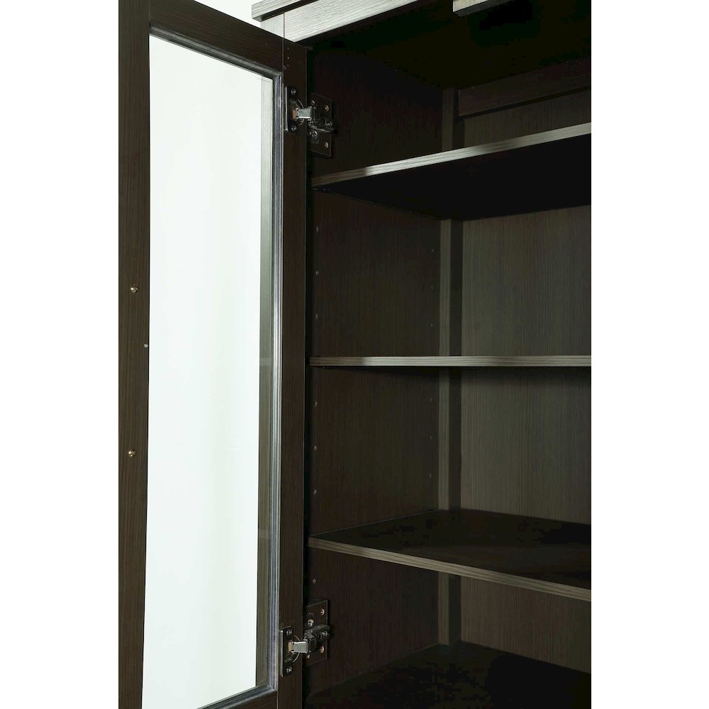 16 Inch Bath Storage Glass Cabinet in Mocha Brown