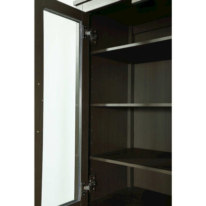 16 Inch Bath Storage Glass Cabinet in Mocha Brown