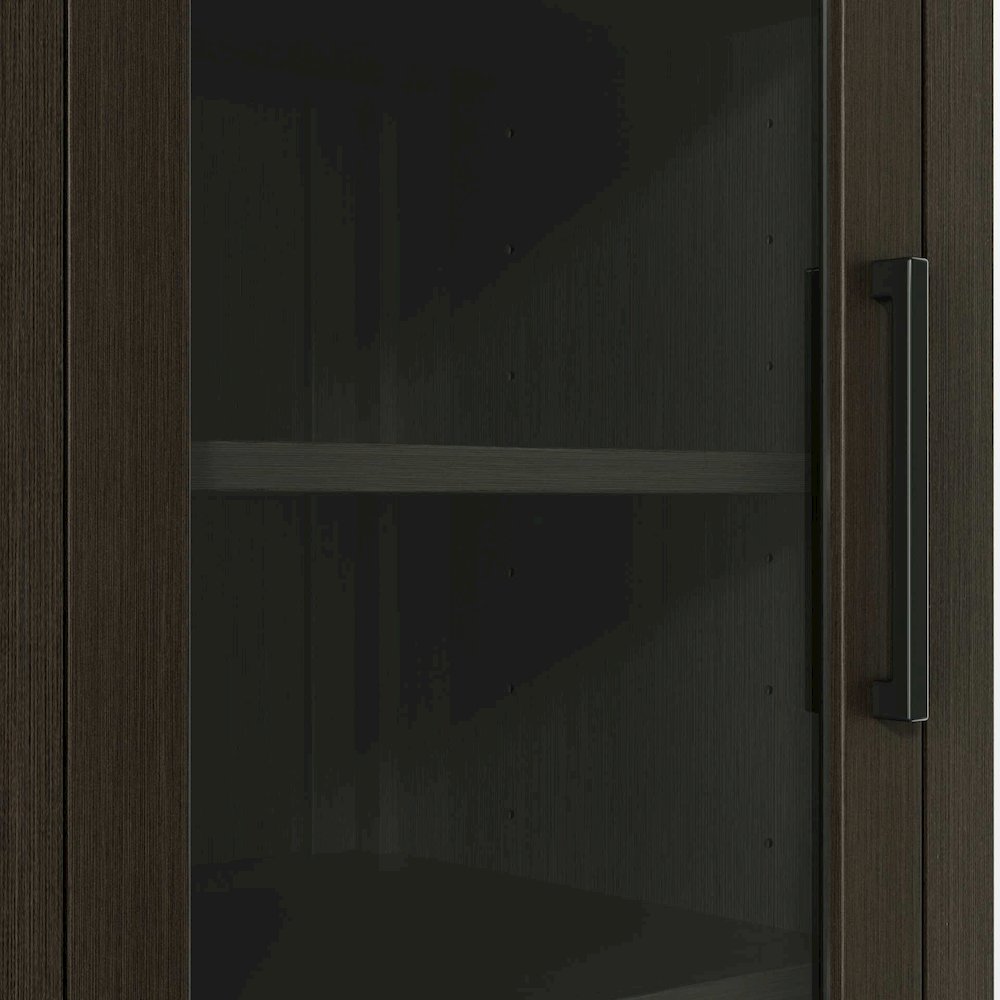 16 Inch Bath Storage Glass Cabinet in Mocha Brown
