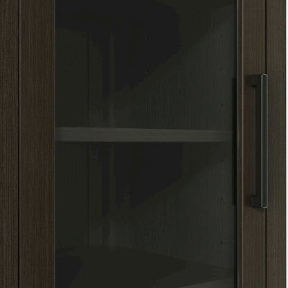 16 Inch Bath Storage Glass Cabinet in Mocha Brown