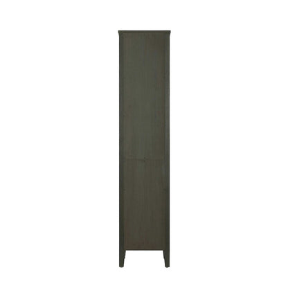 16 Inch Bath Storage Glass Cabinet in Mocha Brown