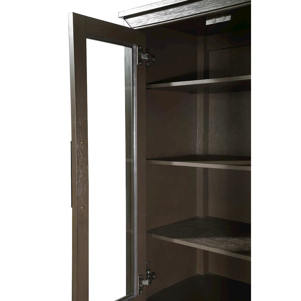 16 Inch Bath Storage Glass Cabinet in Chocolate Oak