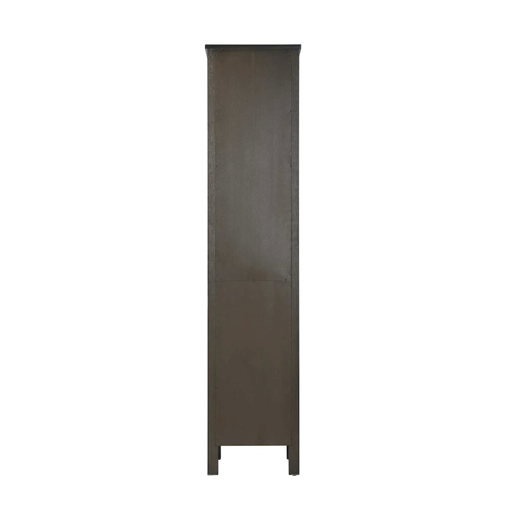16 Inch Bath Storage Glass Cabinet in Chocolate Oak
