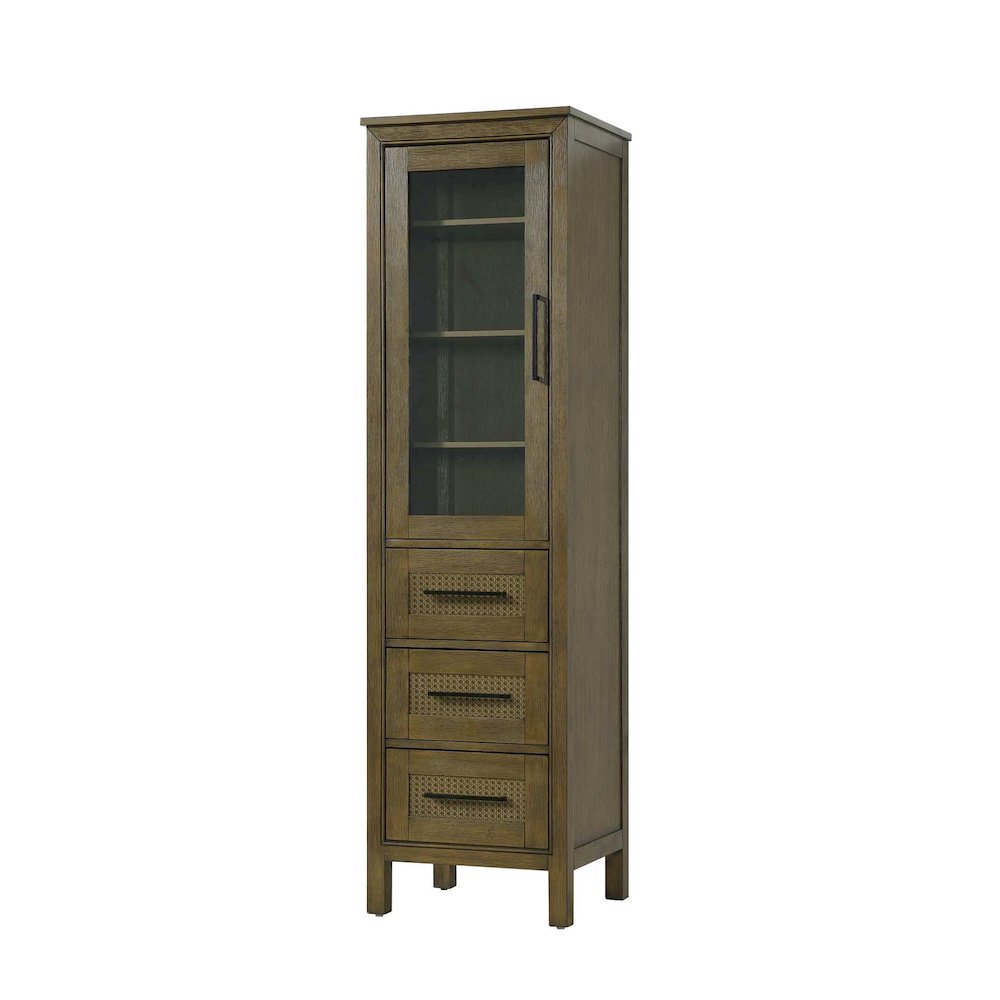 20 Inch Bath Storage Glass Cabinet in Hazel Oak