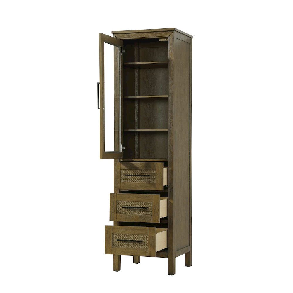 20 Inch Bath Storage Glass Cabinet in Hazel Oak