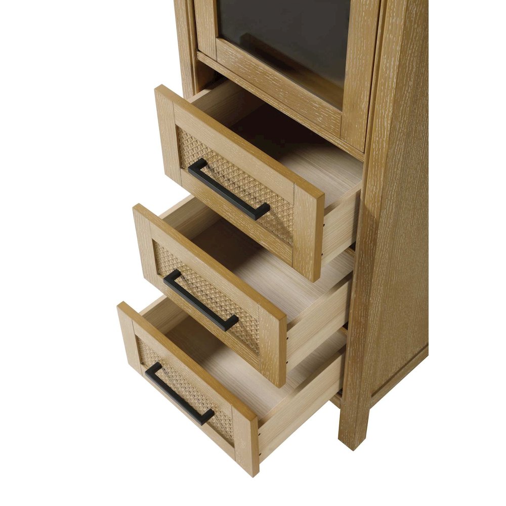 20 Inch Bath Storage Glass Cabinet in Linen Oak