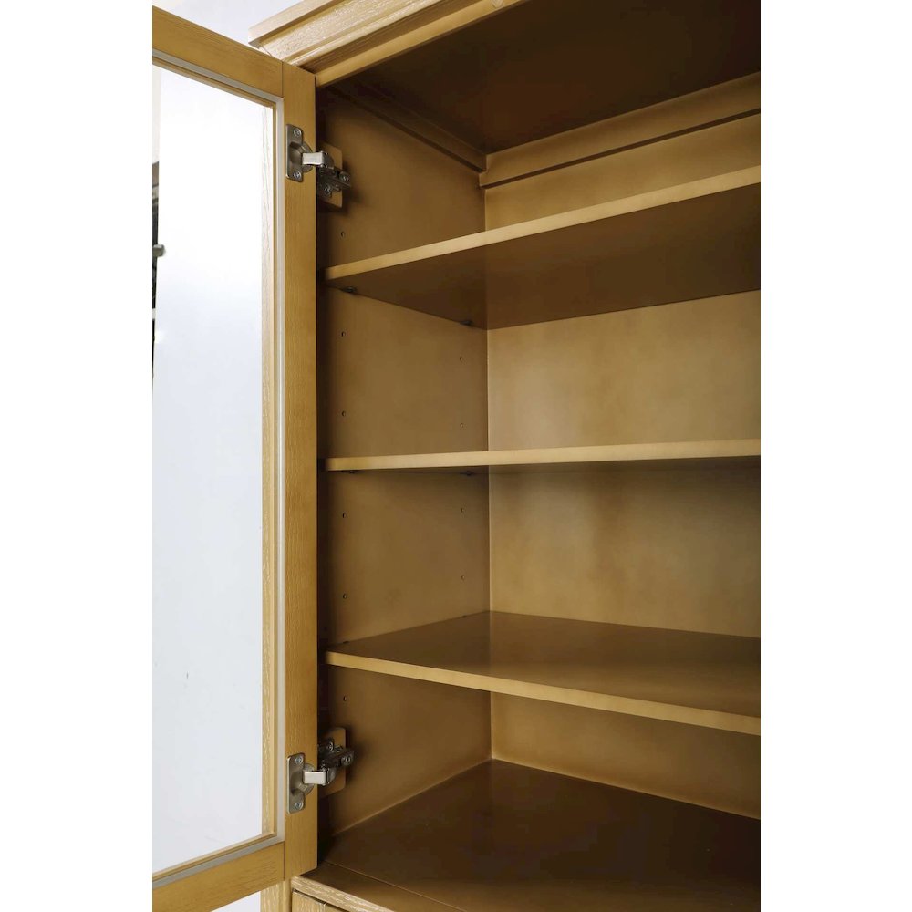 20 Inch Bath Storage Glass Cabinet in Linen Oak