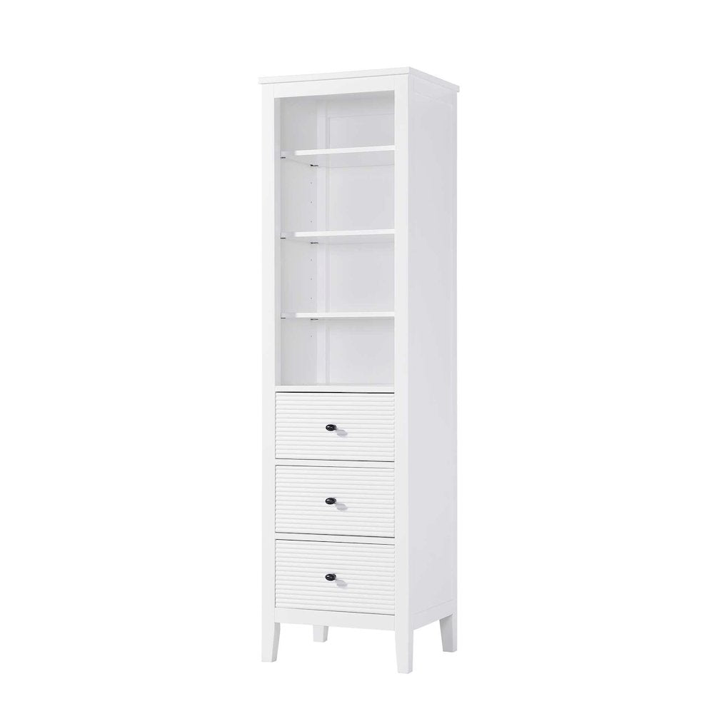 20 Inch Open Shelving Bath Storage Cabinet in White