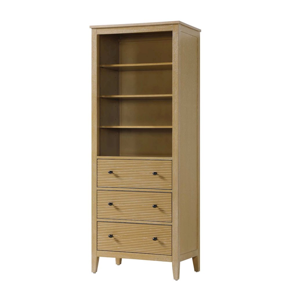 28 Inch Open Shelving Bath Storage Cabinet in Linen Oak