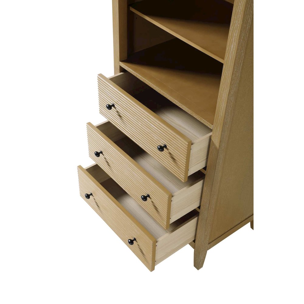 28 Inch Open Shelving Bath Storage Cabinet in Linen Oak
