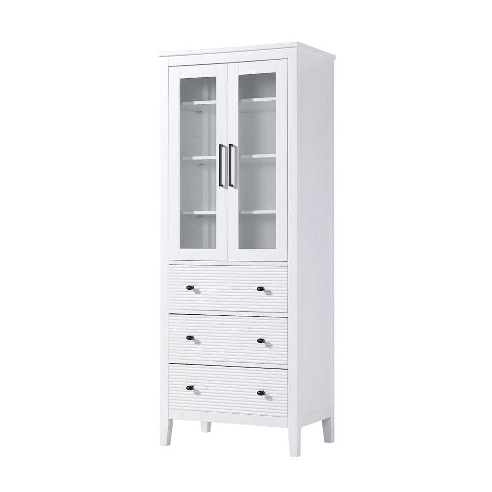 28 Inch Bath Storage Glass Cabinet in White