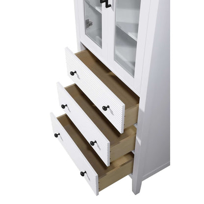 28 Inch Bath Storage Glass Cabinet in White