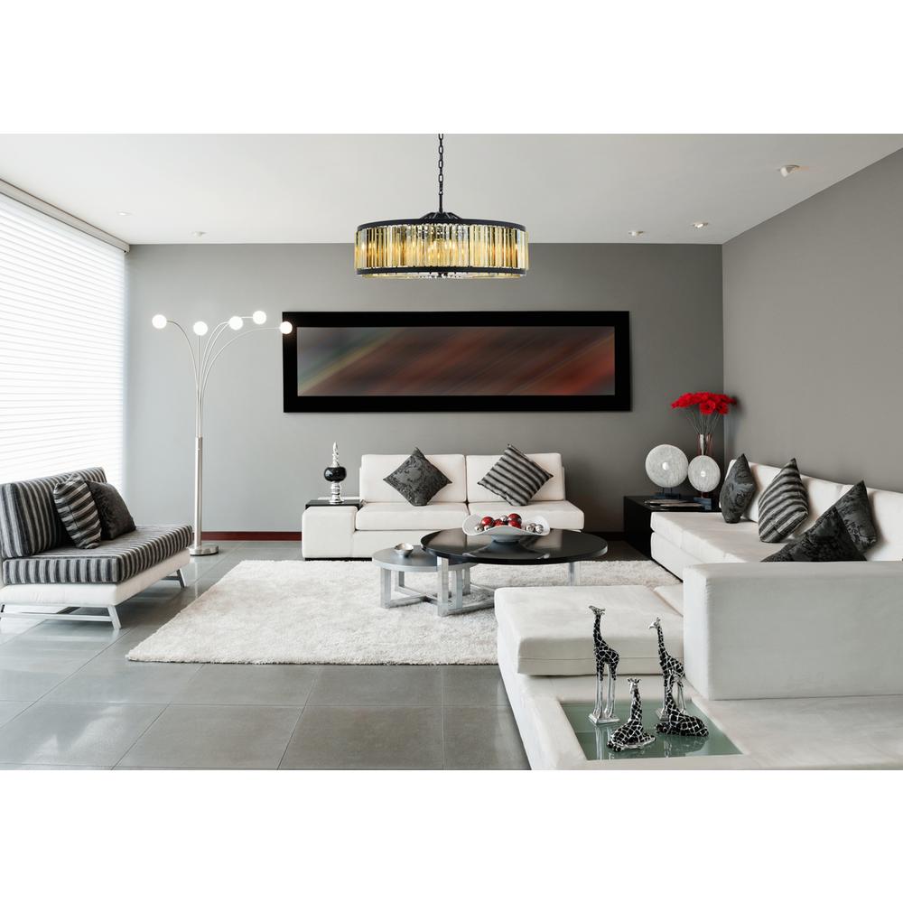 Chelsea 10 light Matte Black Chandelier Golden Teak (Smoky) Royal Cut Crystal