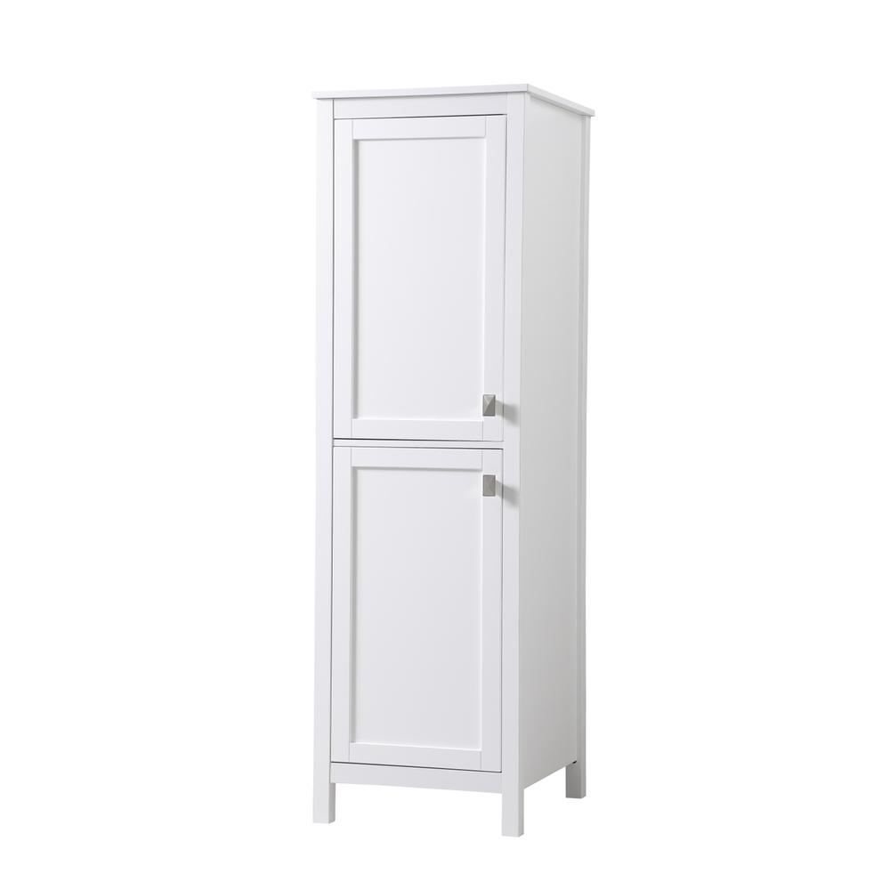 20 Inch Wide Bathroom Linen Storage Freestanding Cabinet In White