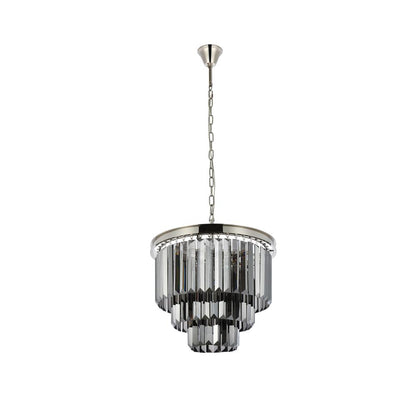 Sydney 9 light polished nickel Chandelier Silver Shade (Grey) Royal Cut Crystal