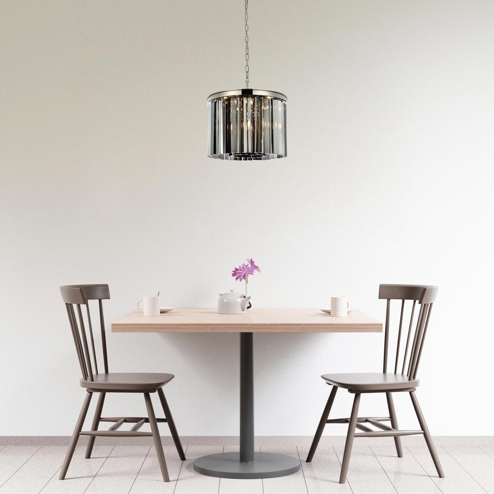 Sydney 6 light polished nickel Pendant Silver Shade (Grey) Royal Cut Crystal