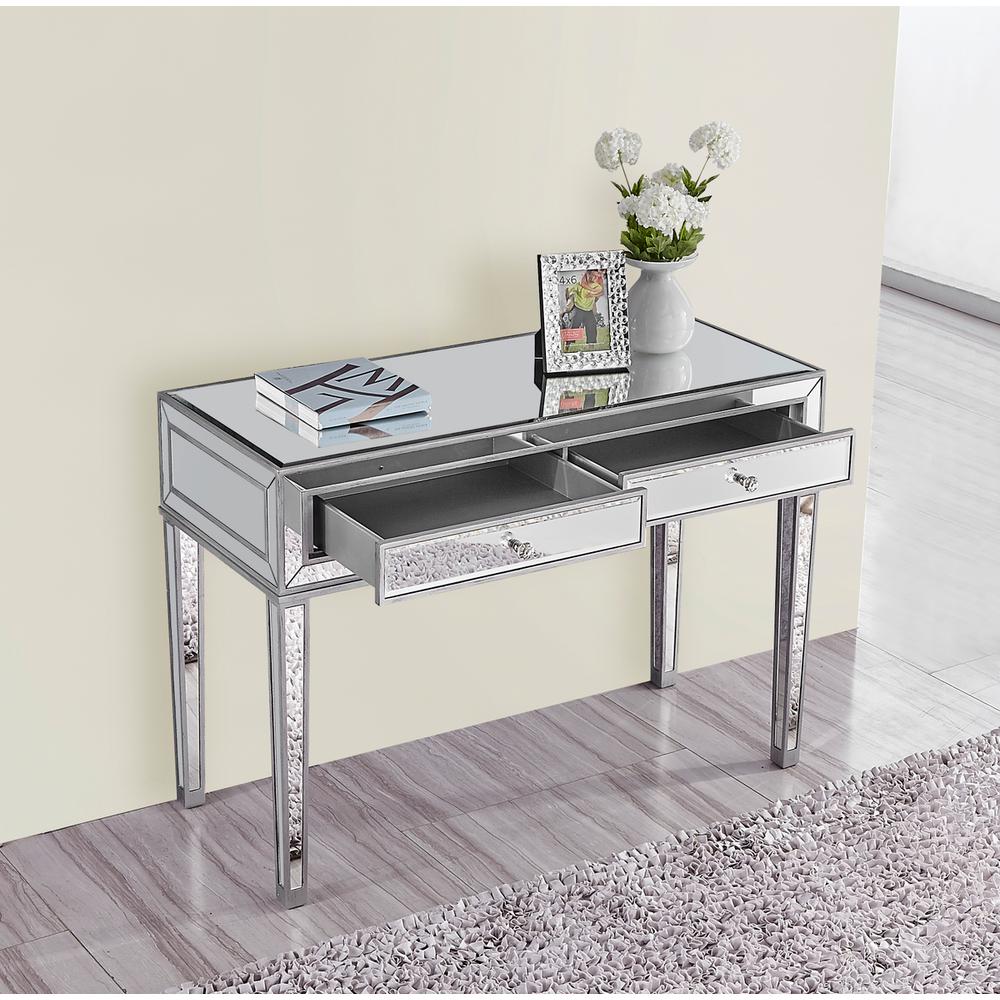Desk 42in. W x 18in. D x 30in. H in antique silver paint