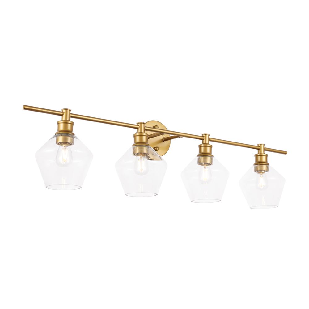 Gene 4 light Brass and Clear glass Wall sconce