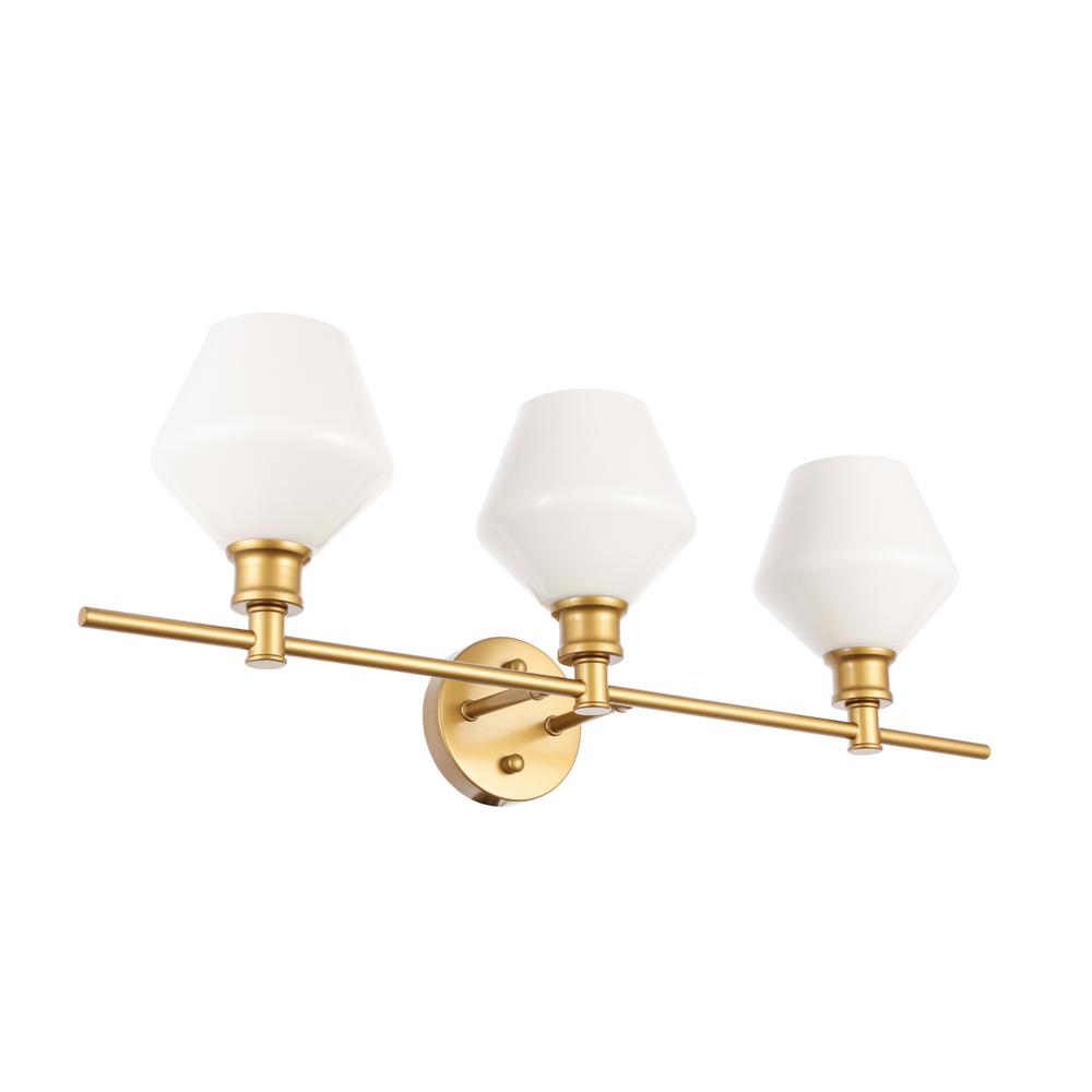 Gene 3 light Brass and Frosted white glass Wall sconce