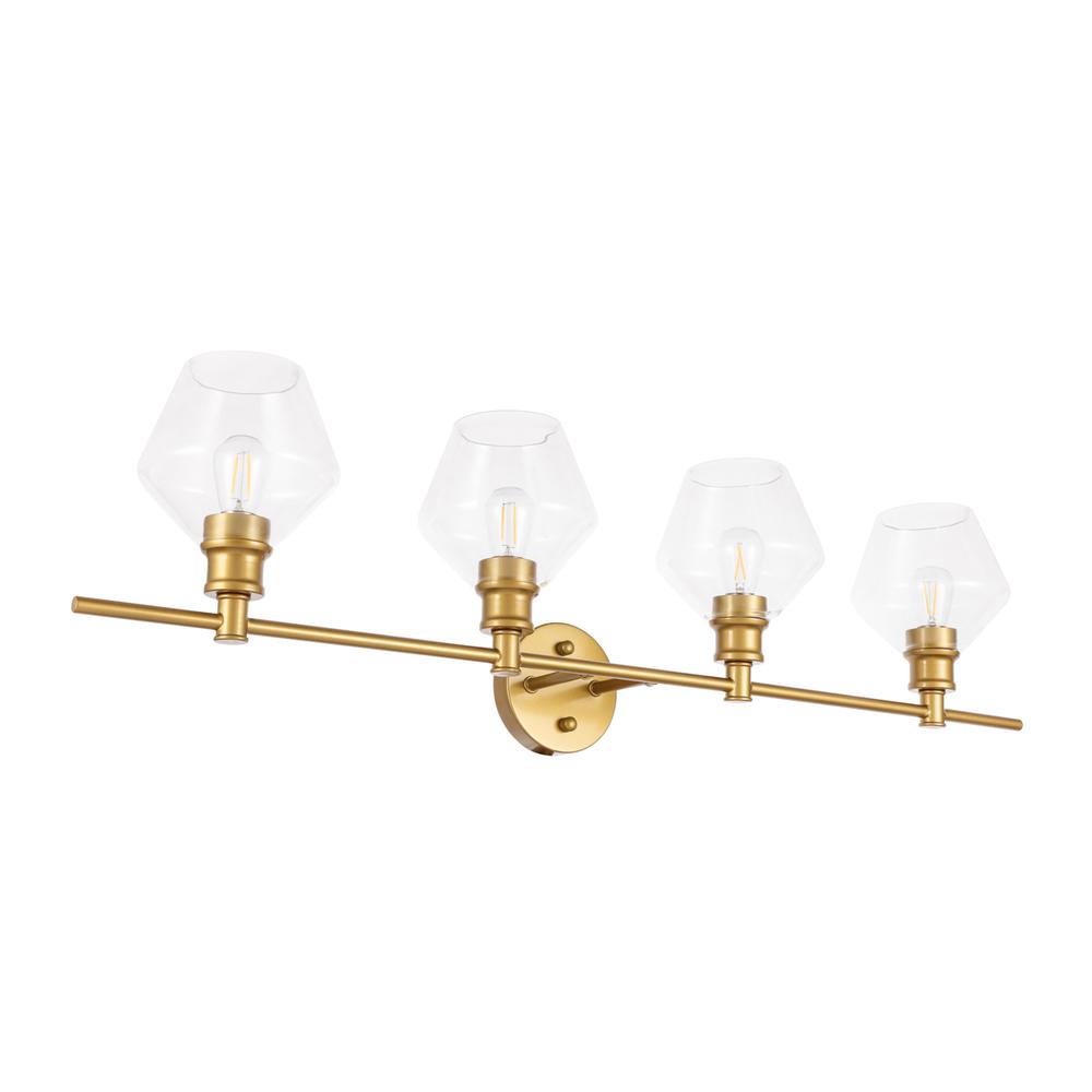 Gene 4 light Brass and Clear glass Wall sconce