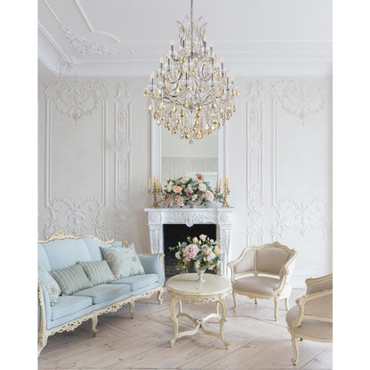 Maria Theresa 28 light Chrome Chandelier Golden Teak (Smoky) Royal Cut Crystal